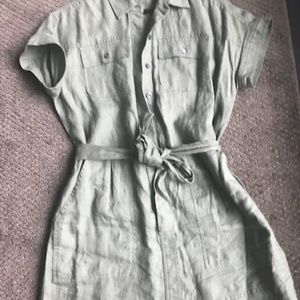 Green Linen Safari Mini Dress from Lord and Taylor